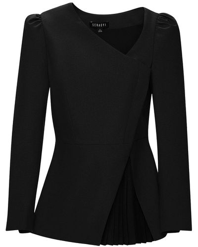 Seragyi Liz Seasonless Extra Fine Merino Wool Peplum Jacket - Black