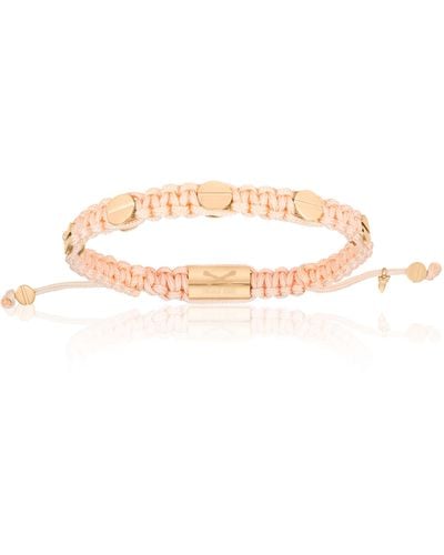 Double Bone Bracelets Pink Gold Amore Studs With Pink Polyester Bracelet