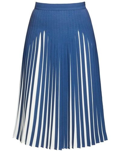 Rumour London Penelope Azure Blue Pleated Two-tone Midi Skirt