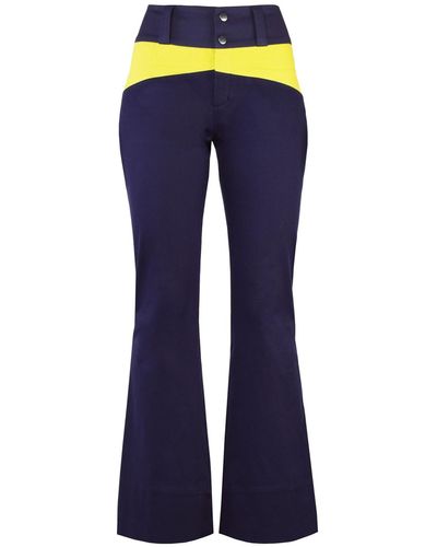 blonde gone rogue Rejoice Flared Colour Block Trousers In Navy And Yellow - Blue