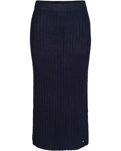 tirillm "philippa" Rib Knitted Cashmere Ancle Long Skirt -navy - Blue