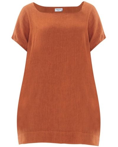 Haris Cotton Cami Asymmetrical Linen Dress With Batwing Sleeve - Orange