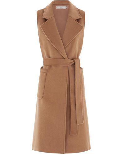 Hortons England Neutrals The Knightsbridge Sleeveless Double Breasted Coat - Brown