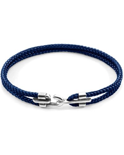 Anchor and Crew Navy Canterbury Silver & Rope Bracelet - Blue