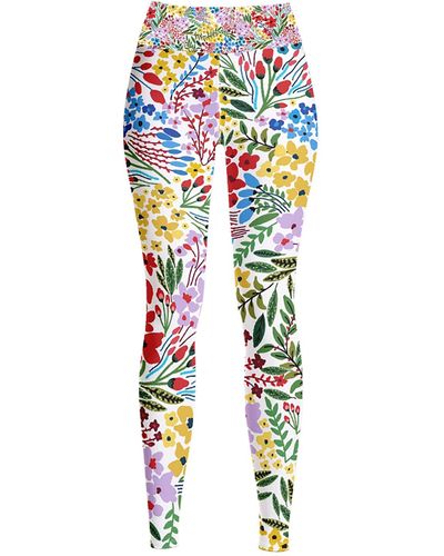 Jessie Zhao New York High Waist Yoga Leggings In Blooms - Multicolour