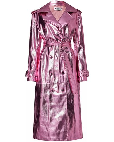 Amy Lynn Lupe Rose Pink Metallic Leather Trench