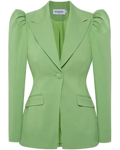 Femponiq Puff-shoulder Tailored Blazer - Green