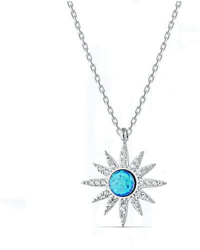 Spero London Blue Opal Sun Necklace