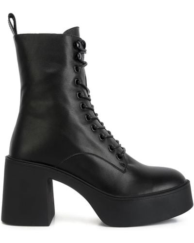 Rag & Co Carmac High Ankle Platform Boots In - Black