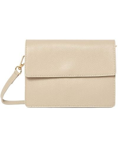 Betsy & Floss Neutrals Anzio Clutch Bag With Leather Strap In Cream - Natural