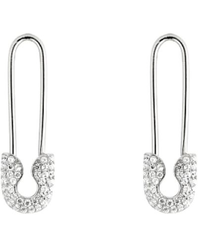 Spero London Pave Safety Pin Earring Jeweled Sterling - Metallic