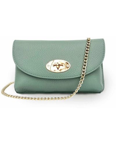 Apatchy London The Mila Mint Leather Phone Bag - Green