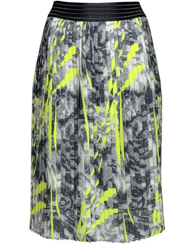 Lalipop Design Abstract Printed Knee-length Pleated Recycled Fabric Skirt - Green