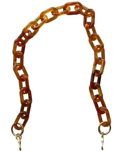 CLOSET REHAB Chain Link Short Acrylic Purse Strap In Tawny - White