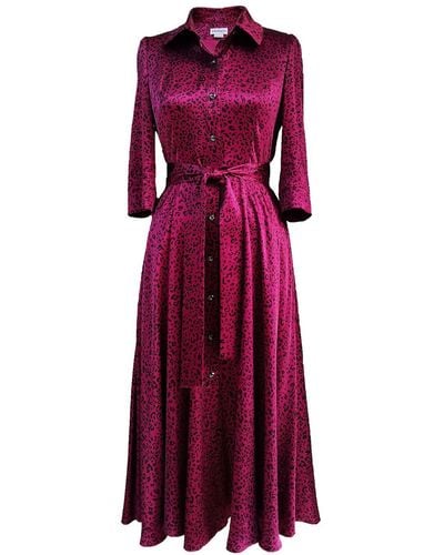 Mellaris Marsden Burgundy Dress In Leopard Print - Purple