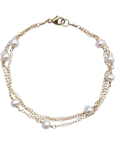 Kiri & Belle Ivy Layered Chain Pearl Filled Bracelet - Metallic