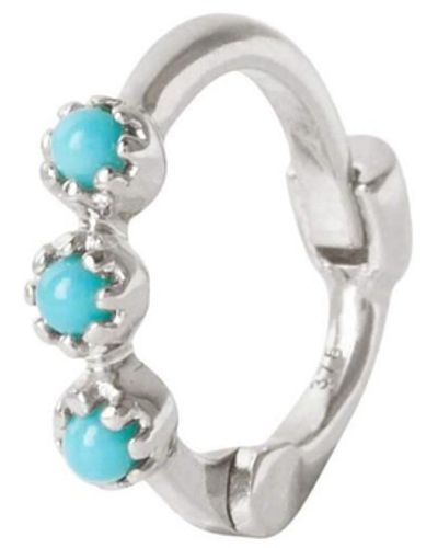 Zohreh V. Jewellery Mini Turquoise Trilogy huggie Hoop Earring Sterling Silver - Blue