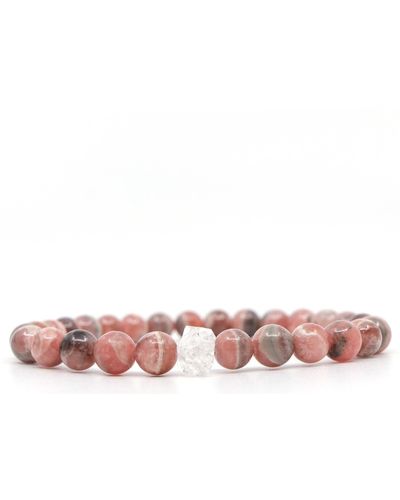 Shar Oke Rhodochrosite & Herkimer Diamond Beaded Bracelet - Pink