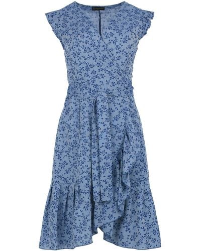 Conquista Cornflower Floral Viscose Dress - Blue