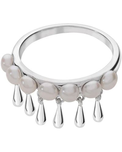 Lucy Quartermaine Royal Pearl Drop Ring - Metallic
