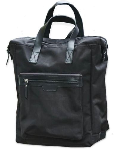VIDA VIDA Leather Trim Top Zip Backpack - Black