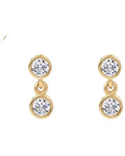Lily Flo Jewellery Scattered Stars Double Drop Diamond Earrings - Metallic