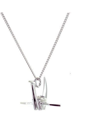 Origami Jewellery Mini Crane Necklace Sterling - Metallic