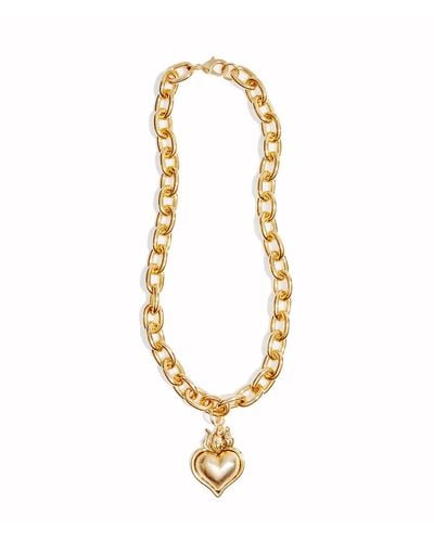 Lovard Smooth Hearts Aflame Chunky Chain Necklace - Metallic