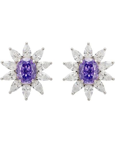 LÁTELITA London Daisy Gemstone Stud Earrings Lilac Amethyst Silver - Purple