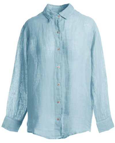 Haris Cotton Linen Gauze Shirt - Blue