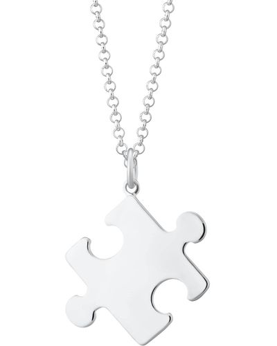 Lily Charmed Sterling Large Jigsaw Necklace - White