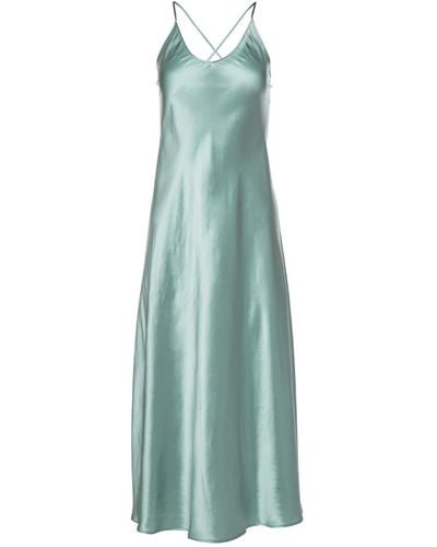 Vasiliki Atelier Silk Slip Dress Isabella In Slate - Green