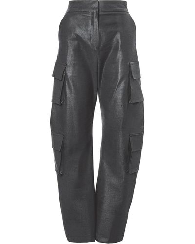 BLUZAT Denim Cargo Trousers With Pockets - Grey