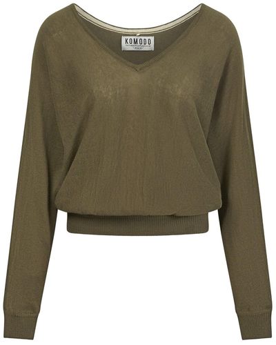 Komodo Clover Organic Linen Batwing Sweater - Green