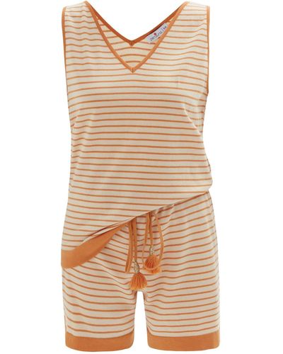 Peraluna Paru Knitted Sleeveless Top & Shorts Beige/orange - Natural