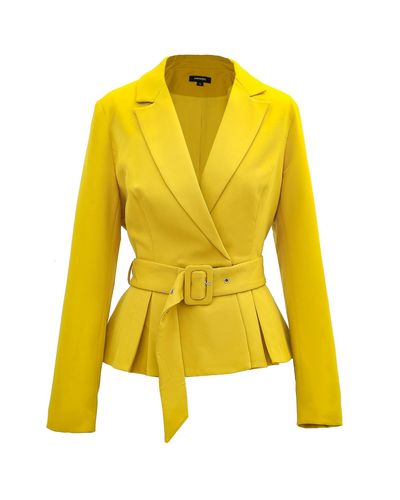 Smart and Joy Pleated Skirt Tailor Jacket - Yellow