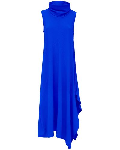 Julia Allert Asymmetrical Sleeveless Long Dress Neon - Blue