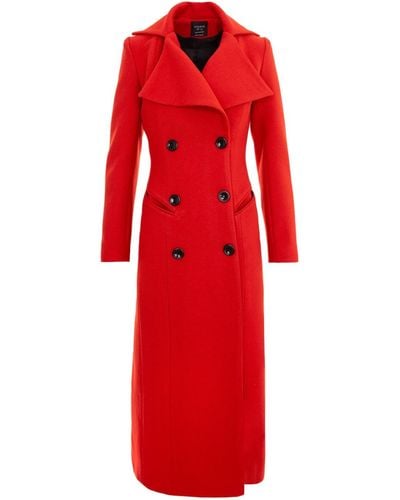 AVENUE No.29 Long Wool Double Breasted Coat - Red
