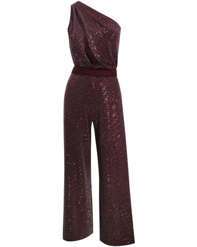 Me & Thee King & Country Burgundy Sequin Jumpsuit - Purple