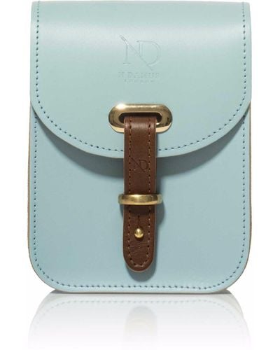 N'damus London Mini Elizabeth Sky Leather Crossbody Satchel Bag - Blue