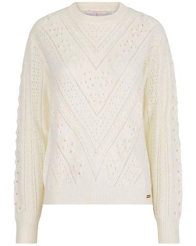 Hortons England Newquay Pointelle Knit Sweater - White