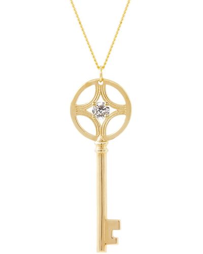 Lee Renee Diamond Key Necklace – - Metallic