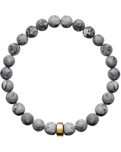 Ora Pearls Aro Men's Map Jasper Bracelet Gold Bead - Metallic