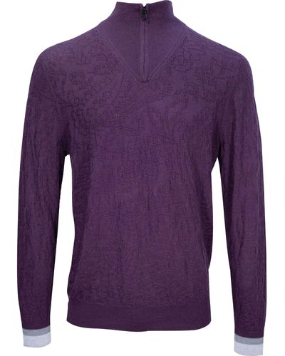 lords of harlech Quinn Quarter-zip Merino Sweater - Purple