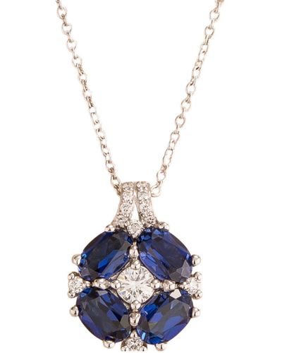 Juvetti Pristi White Gold Necklace With Diamond & Blue Sapphire