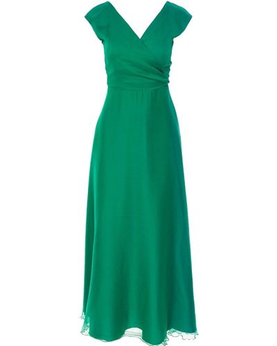 ROSERRY Rome Silk Ankle Dress In - Green