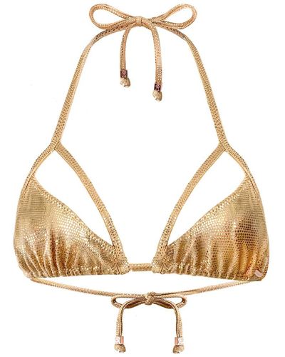 ELIN RITTER IBIZA Shiny Metallic Triangle Cut-out Bikini Top Andrea Sargantana