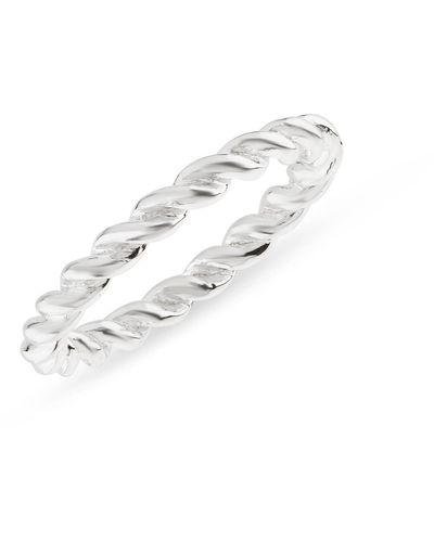 Auree Alhambra Sterling Silver Twisted Ring - White