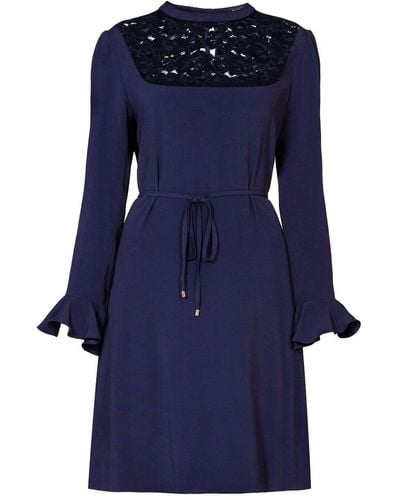 Rumour London Lavinia Lace Paneled Cady Dress - Blue