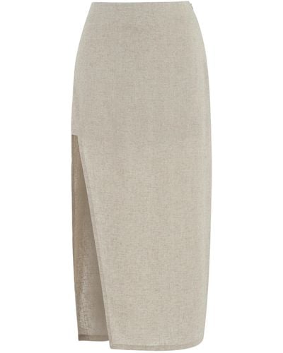 Nocturne Neutrals Pencil Skirt With Slit - White